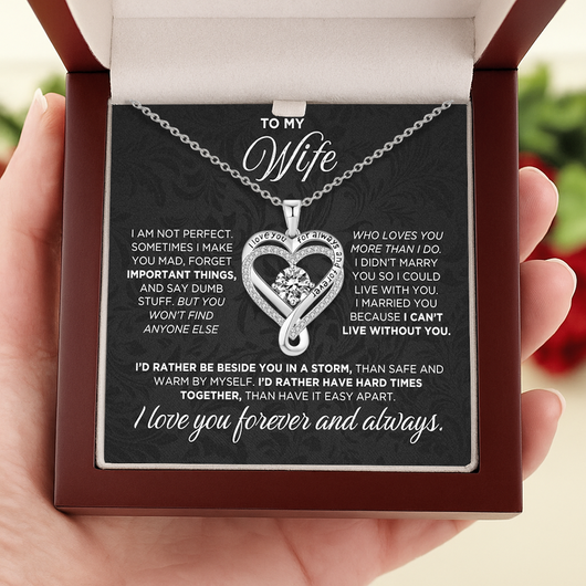 "To My Wife" Two hearts, looped in infinity Necklace